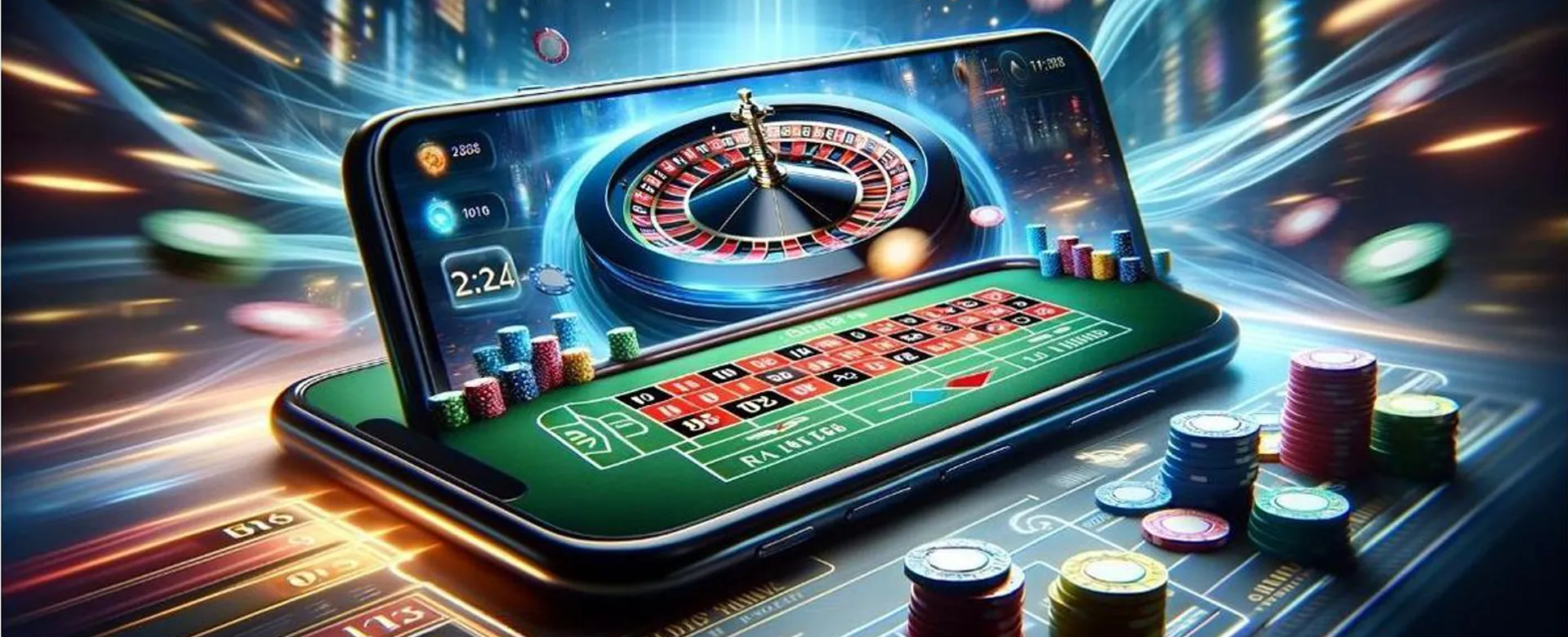 VIP777 Blog Hero Image: A vibrant online casino scene with gaming elements